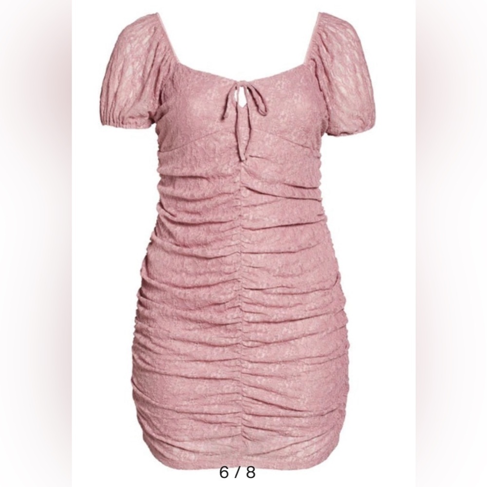 BP PINK RUCHED LACE MINIDRESS Size Medium NWT - Picture 4 of 13